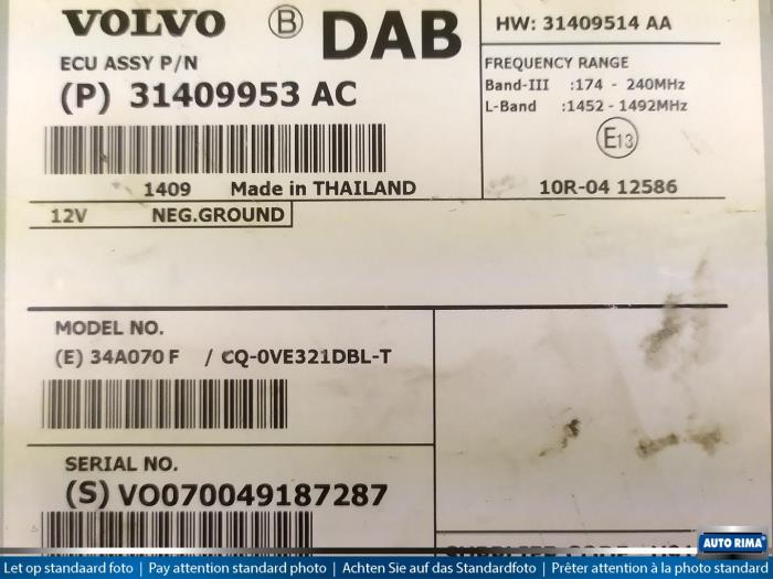 Radio module Volvo V40 2.0 D3 20V - 31409514 VOLVO