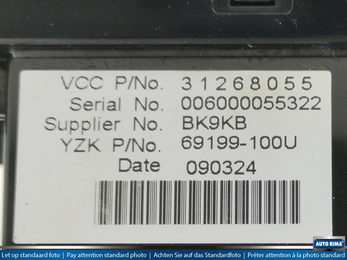Anzeige Klimaanlage van een Volvo C30 (EK/MK) 1.8 16V 2009