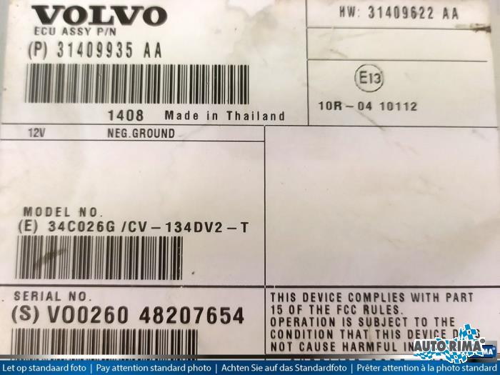 Radio amplifier Volvo V40 1.6 D2 - 31409935 VOLVO