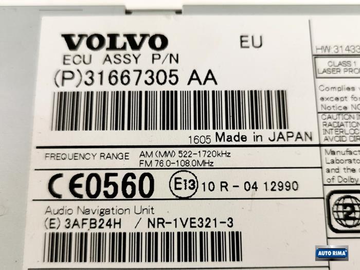 CD Spieler van een Volvo XC60 I (DZ) 2.0 D4 16V 2016