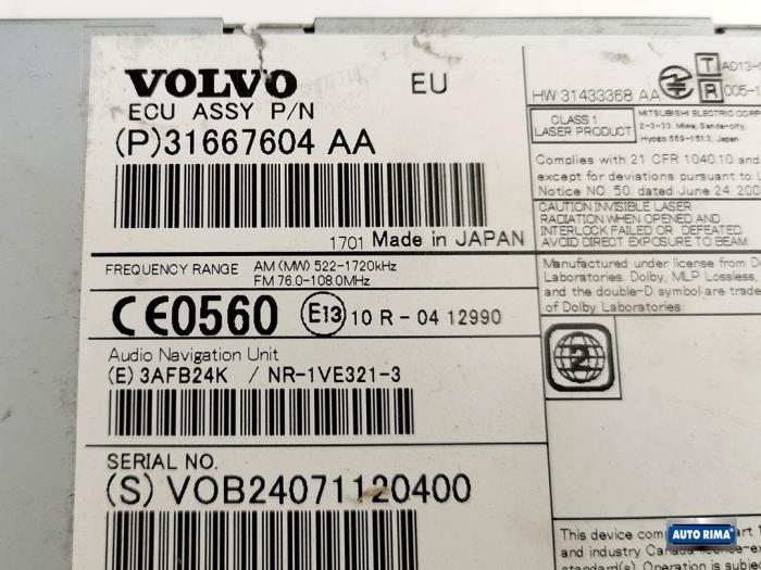 Reproductor de CD de un Volvo XC60 I (DZ) 2.0 T6 16V 2016