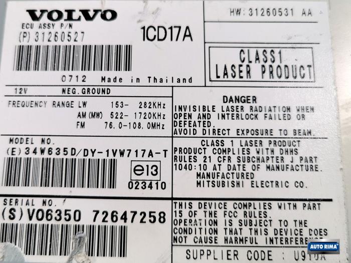 Odtwarzacz CD z Volvo V50 (MW) 2.0 16V 2007