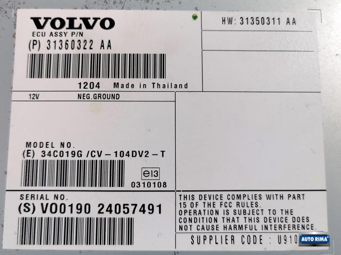 Radio amplifier Volvo XC60 I 2.0 DRIVe 20V - 31360322 VOLVO