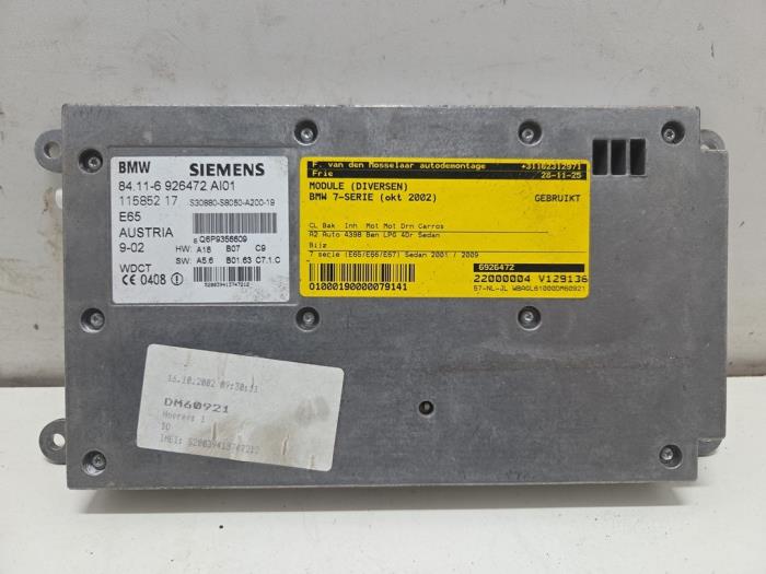 Używane Modul (rózne) BMW 7 serie (E65/E66/E67) 745i,Li 4.4 V8 32V Cena € 35,00 Procedura marży oferowane przez F. van den Mosselaar autodemontage