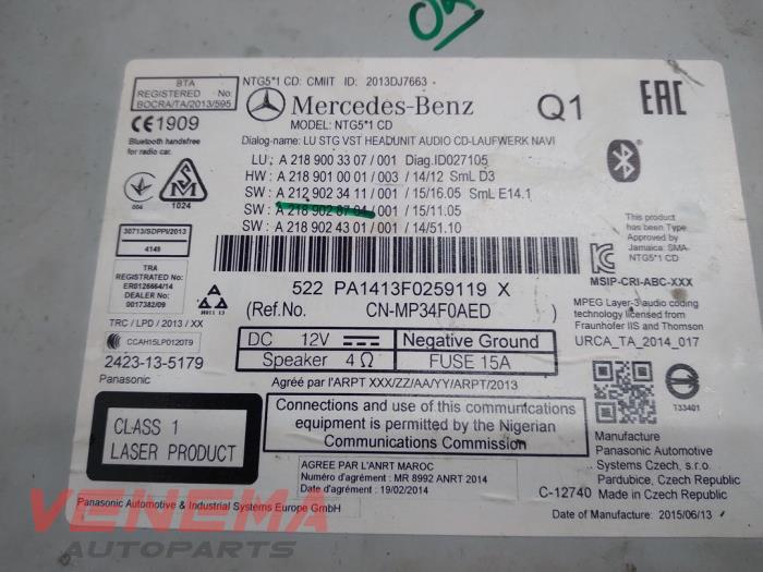Module navigation d'un Mercedes-Benz E (W212) E-220 CDI 16V BlueEfficiency,BlueTEC 2015