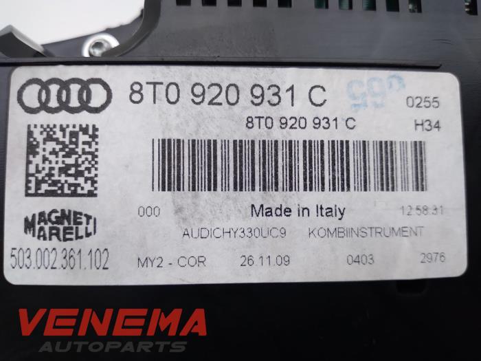 Compteur kilométrique KM d'un Audi A5 Sportback (8TA) 2.0 TFSI 16V 2011