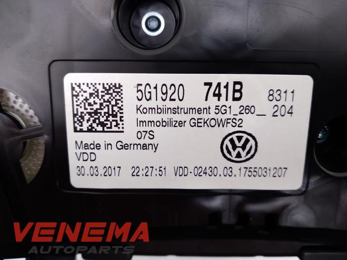 Compteur kilométrique KM d'un Volkswagen Golf VII Variant (AUVV) 1.6 TDI BMT 16V 2017