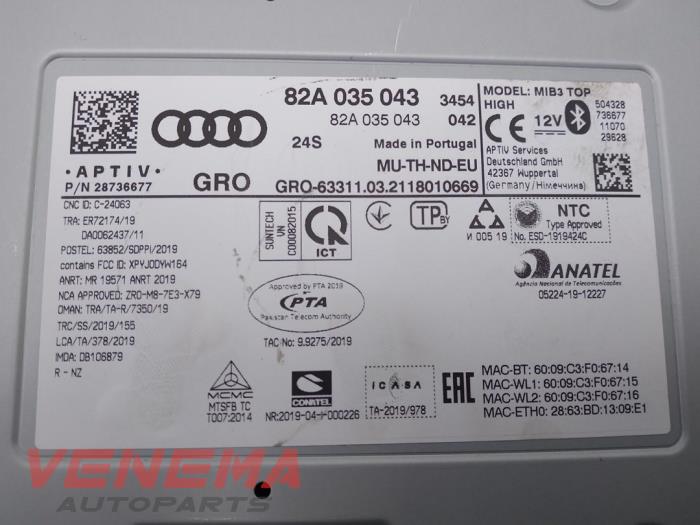 Regeleinheit Multi Media van een Audi A1 Sportback (GBA) 1.0 25 TFSI 12V 2022