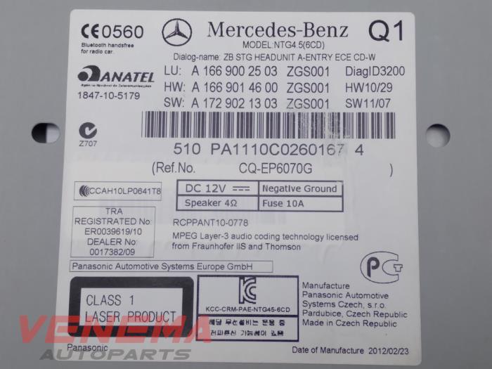Unité de contrôle Multimedia d'un Mercedes-Benz ML III (166) 3.0 ML-350 BlueTEC V6 24V 4-Matic 2014