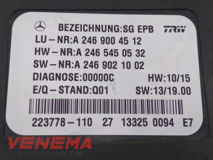 Modul hamulca postojowego z Mercedes-Benz A (W176) 1.5 A-160 CDI, A-160d 16V 2014