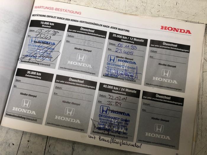 Instruction Booklet from a Honda CR-V (RD1/3) 2.0i 16V VTEC 1998