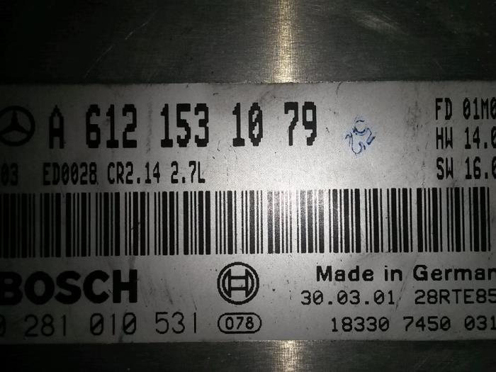 Used Engine management computer Mercedes C (W203) 2.7 C-270 CDI 20V Price on request offered by N Kossen Autorecycling BV