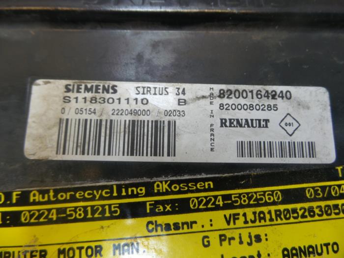 Engine management computer from a Renault Scénic I (JA) 1.8 16V 2002