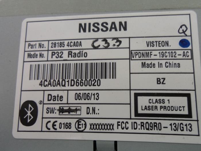 Reproductor de CD y radio de un Nissan Qashqai (J11) 1.2 DIG-T 16V 2014
