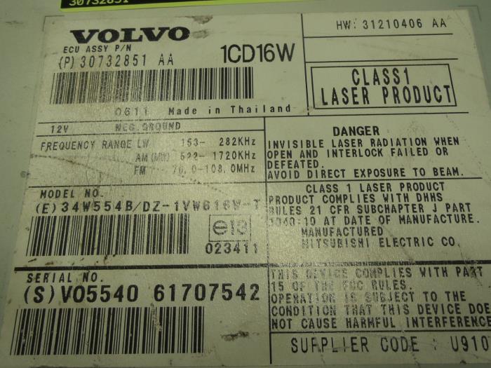 Radio CD player Volvo V50 1.8 16V - 30732851