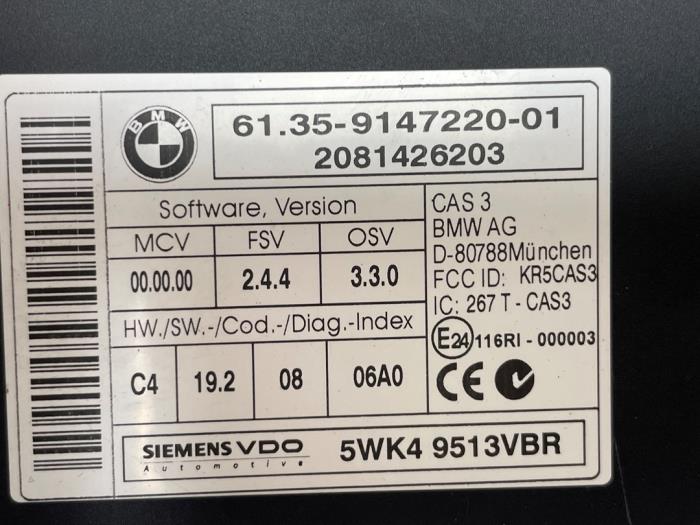 Used Body control computer BMW 3 serie Touring (E91) 318i 16V Price € 45,00 Margin scheme offered by Autodemontage van de Laar