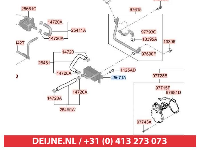 Usagé Echangeur de chaleur Kia Niro I (DE) E-Niro 64 kWh Prix € 75,00 Règlement à la marge proposé par V.Deijne Jap.Auto-onderdelen BV