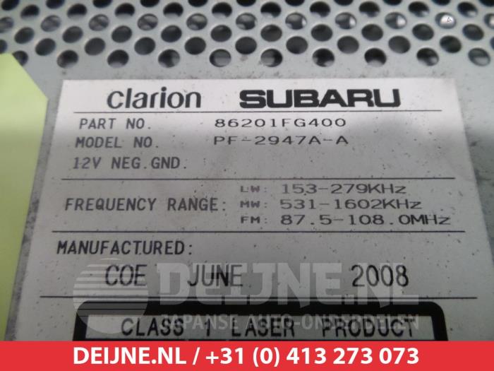 Radio from a Subaru Impreza III (GH/GR) 1.5 R 16V AWD 2009