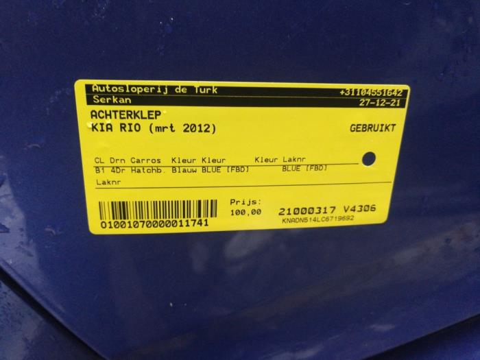 Tailgate from a Kia Rio III (UB) 1.4 CRDi 16V 2012