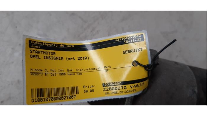 Starter from a Opel Insignia 2.0 CDTI 16V 130 Ecotec 2010