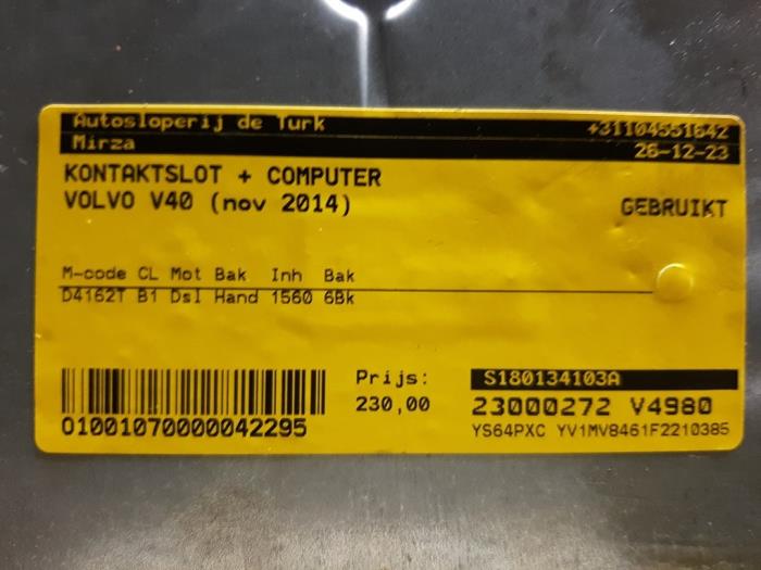 Stacyjka + sterownik z Volvo V40 (MV) 1.6 D2 2014