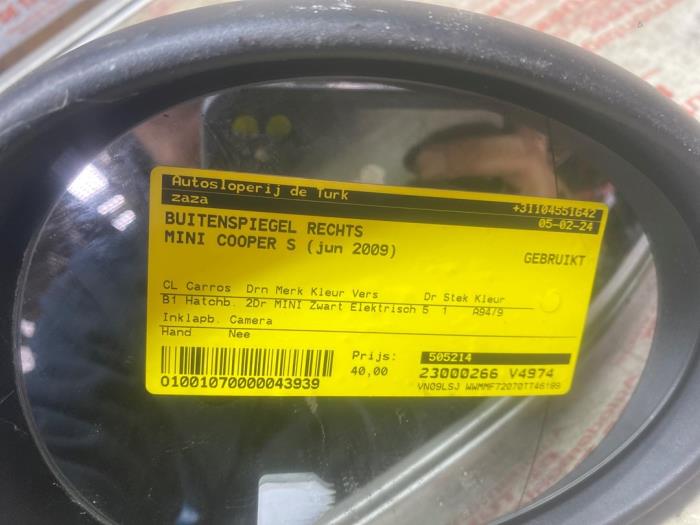 Rétroviseur extérieur droit d'un MINI Mini (R56) 1.6 16V Cooper S 2009