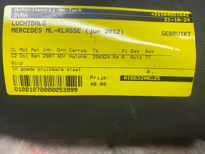 Miech z Mercedes-Benz ML III (166) 3.0 ML-350 BlueTEC V6 24V 4-Matic 2012
