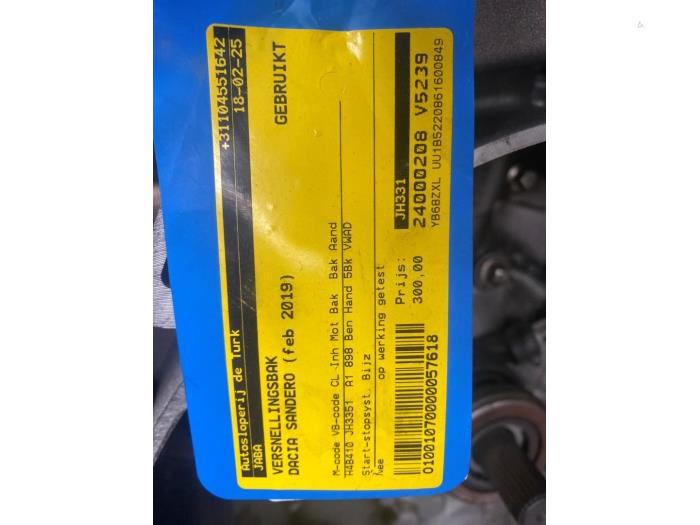 Getriebe van een Dacia Sandero II 1.0 Sce 75 12V 2019
