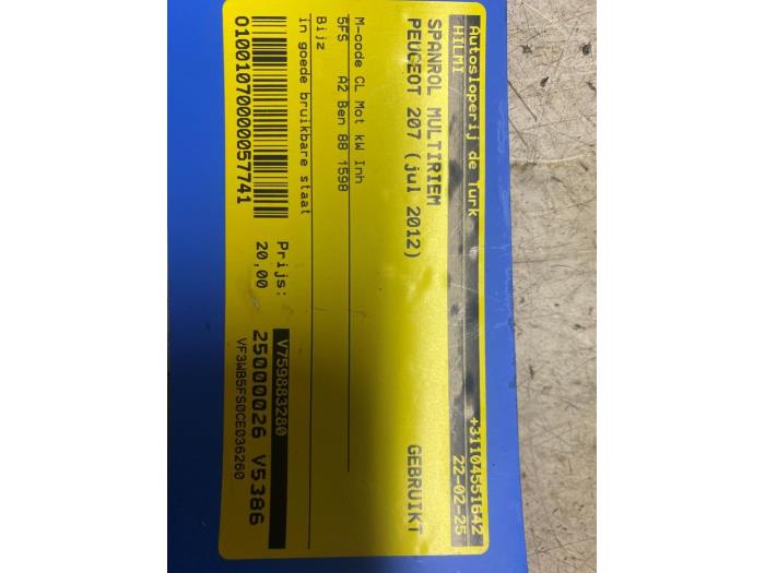 Usados Rodillo tensor correa múltiple Peugeot 207 CC (WB) 1.6 16V Precio € 21,78 IVA incluido ofrecido por Autosloperij de Turk