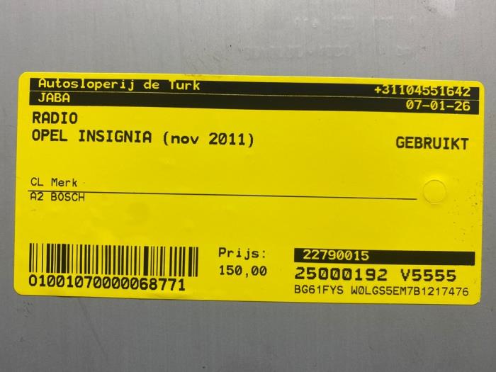 Radio z Opel Insignia 2.0 CDTI 16V 160 Ecotec 2011