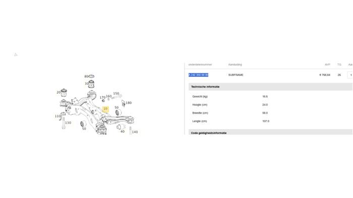 Usagé Faux châssis Mercedes GLA (156.9) 1.6 180 16V Prix € 212,00 Règlement à la marge proposé par Gebr Opdam B.V.
