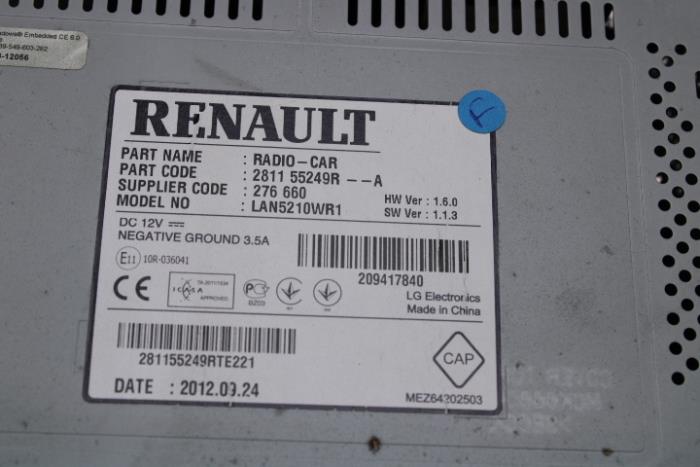 Système navigation d'un Renault Clio IV (5R) 1.5 Energy dCi 90 FAP 2013