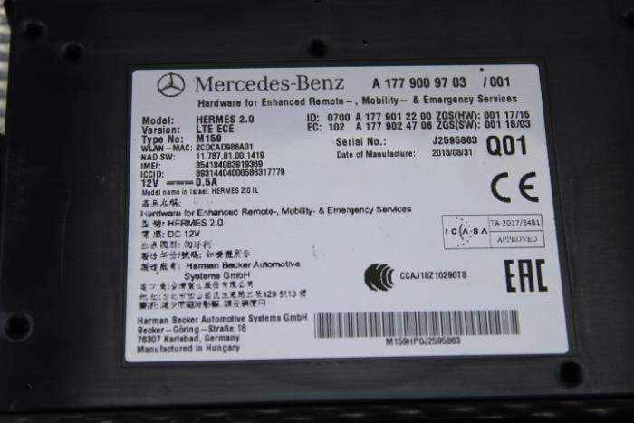 Bluetooth module from a Mercedes-Benz Sprinter 4t (910.0/910.1/907.1/907.2) 516 CDI 2.1 D 2019