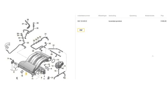 Gebrauchte Ansaugbrugge Volkswagen Sharan (7M8/M9/M6) 2.8 V6 24V Preis auf Anfrage angeboten von Gebr Opdam B.V.