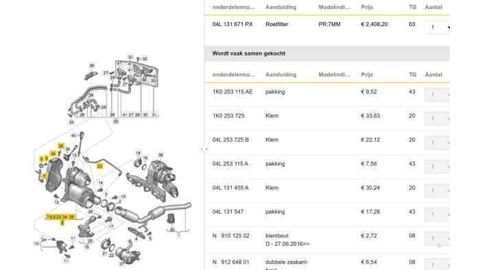 Gebrauchte Rußfilter Volkswagen Caddy IV 2.0 TDI 75 Preis € 907,50 Mit Mehrwertsteuer angeboten von Gebr Opdam B.V.
