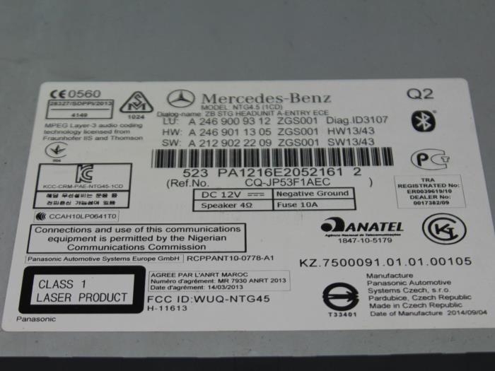 System nawigacji z Mercedes-Benz A (W176) 1.5 A-180 CDI, A-180d 16V 2014