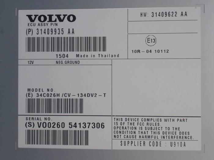 Amplificateur radio d'un Volvo V40 2016
