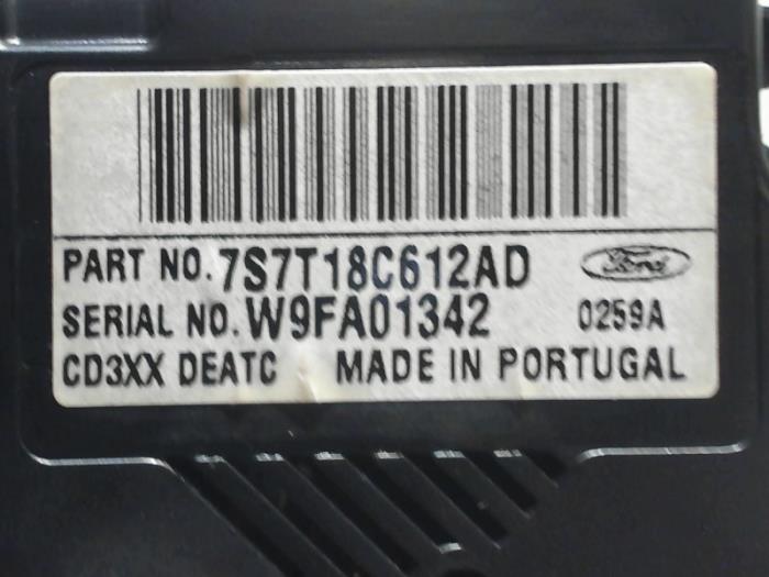 Panneau de commandes chauffage d'un Ford S-Max (GBW) 2.0 16V 2007