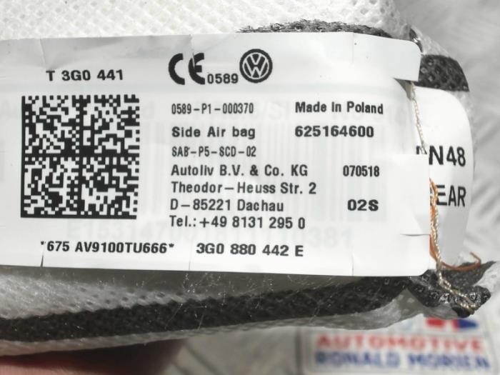 Achterbank airbag rechts z Volkswagen Passat Variant (3G5) 1.4 TSI GTE 16V 2019