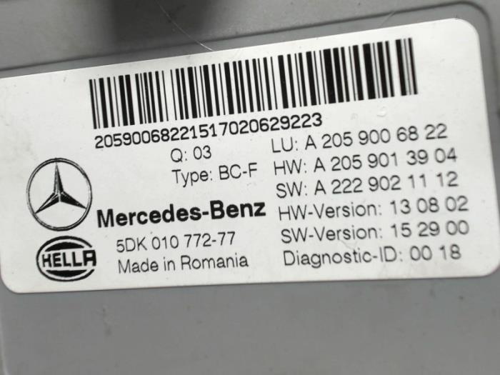 Ordenador body control de un Mercedes-Benz C Estate (S205) C-43 AMG 3.0 V6 24V Turbo 4-Matic 2017
