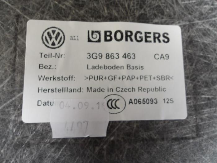 Plaque sol coffre d'un Volkswagen Passat Variant (3G5) 2.0 TDI 16V 190 4Motion 2021