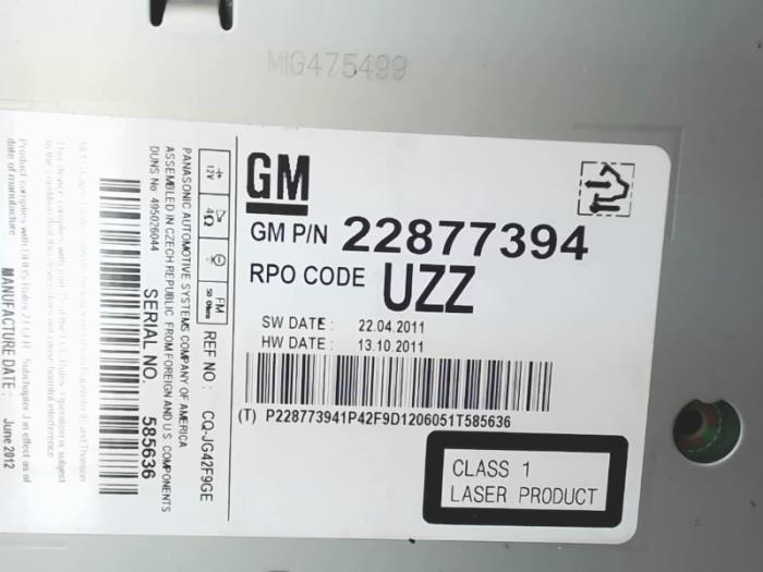 Reproductor de CD y radio de un Opel Astra J (PC6/PD6/PE6/PF6) 1.4 16V ecoFLEX 2012