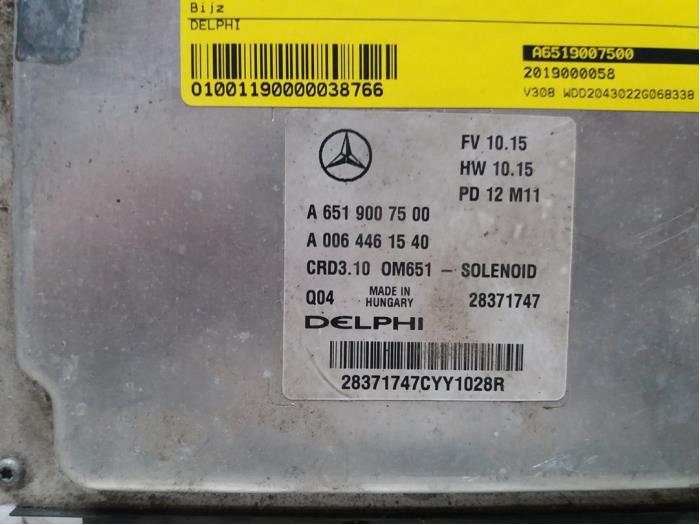 Ordinateur gestion moteur d'un Mercedes-Benz C (C204) 2.2 C-220 CDI 16V BlueEfficiency 2012