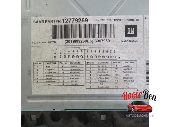 Radioodtwarzacz CD z Saab 9-3 Sport Estate (YS3F) 1.8i 16V 2007