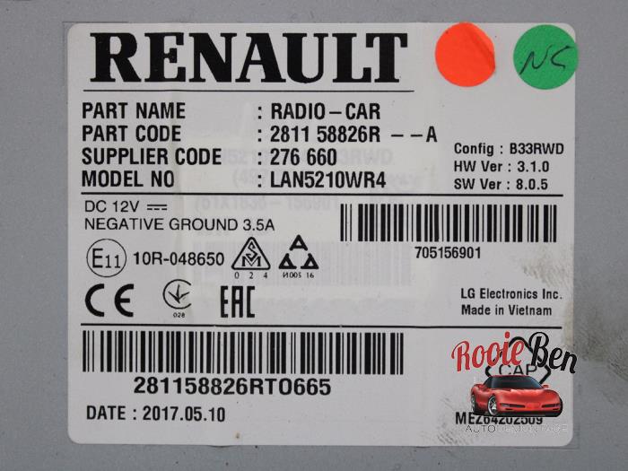 Display unité de contrôle multi media d'un Renault Clio IV Estate/Grandtour (7R) 0.9 Energy TCE 90 12V 2017