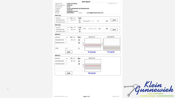 Révisé Injecteurs Volkswagen Caddy Prix € 187,55 Prix TTC proposé par Klein Gunnewiek Autodemontage & Motorentechniek
