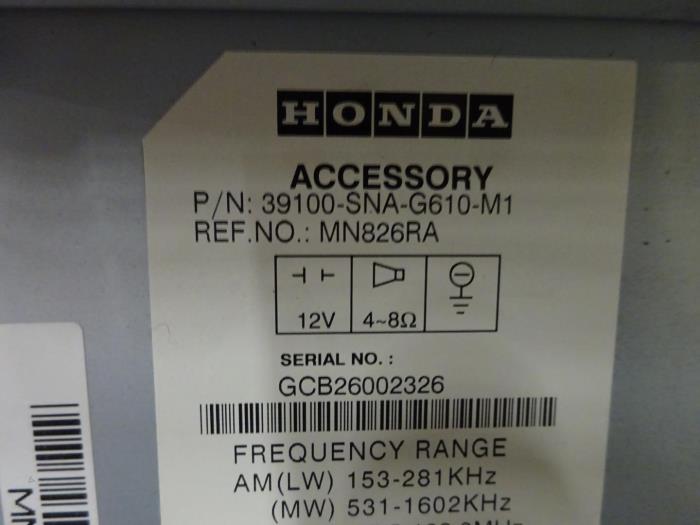 Radio CD Spieler van een Honda Civic (FA/FD) 1.3 Hybrid 2006