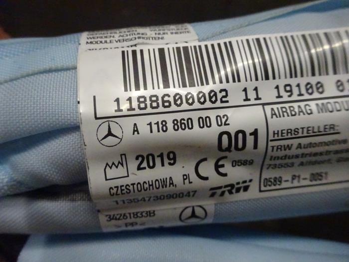 Roof curtain airbag, left from a Mercedes-Benz CLA (118.3) 2.0 CLA-250 Turbo 16V 4-Matic 2019