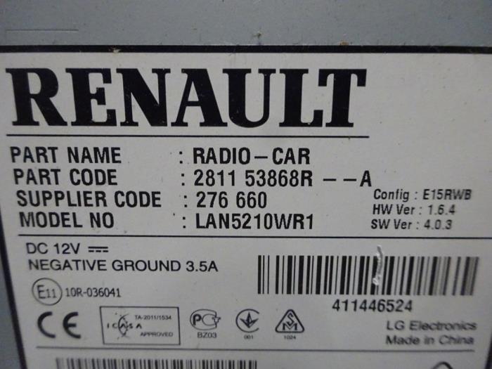Displays Multi Media Anzeige van een Renault Clio IV (5R) 0.9 Energy TCE 90 12V 2015