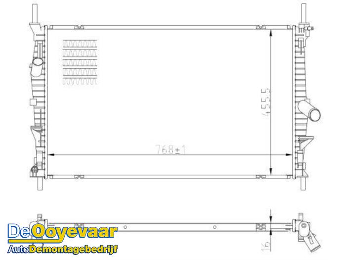 Usagé Radiateur Ford Transit Custom 2.2 TDCi 16V FWD Prix € 29,99 Règlement à la marge proposé par Autodemontagebedrijf De Ooyevaar